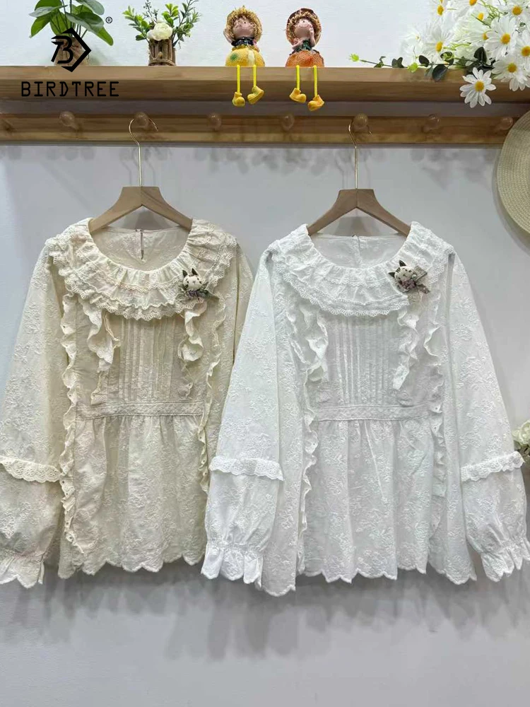 New 2025 Autumn Cotton Long Sleeve Shirt, Women Ruffled Embroidery, Mori Girl French Preppy Style Commute Loose Blouse T59518CC
New 2025 Autumn Cotton Long Sleeve Shirt, Women Ruffled Embroidery, Mori Girl French Preppy Style Commute Loose Blouse T59518CC
