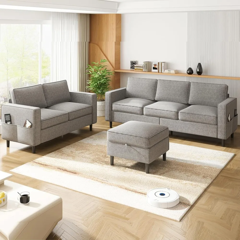 Living Room Sofa Sets 2 Piece, Modern 3 Seater Sofa with Storage Ottoman and Loveseat Sets, Linen Fabric L Shaped Sectional Couc
Living Room Sofa Sets 2 Piece, Modern 3 Seater Sofa with Storage Ottoman and Loveseat Sets, Linen Fabric L Shaped Sectional Couc