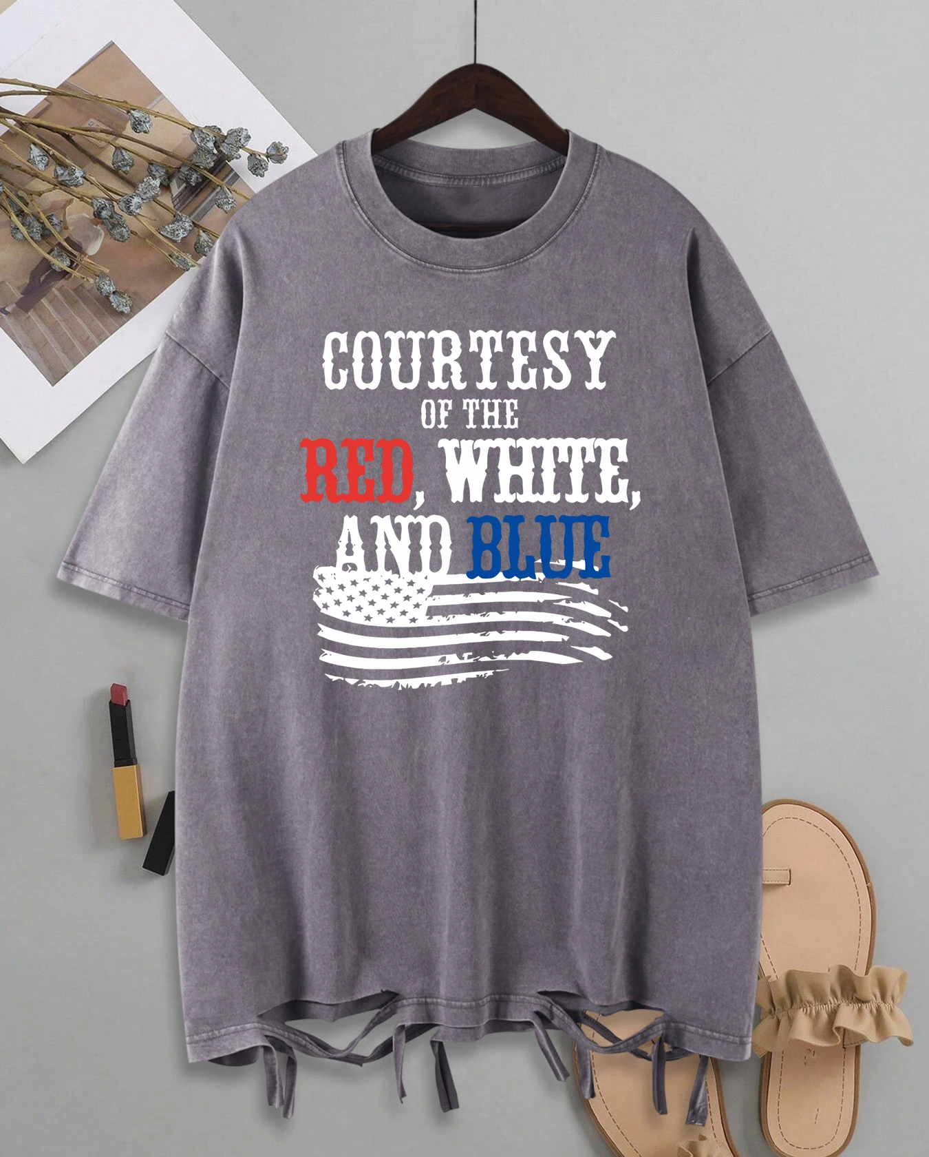 Courtesy Of The Red White And Blue Usa Flag Print Women Washed Holes T Shirt Breathable Cotton Short Sleeve Hip Hop Summer Top
Courtesy Of The Red White And Blue Usa Flag Print Women Washed Holes T Shirt Breathable Cotton Short Sleeve Hip Hop Summer Top