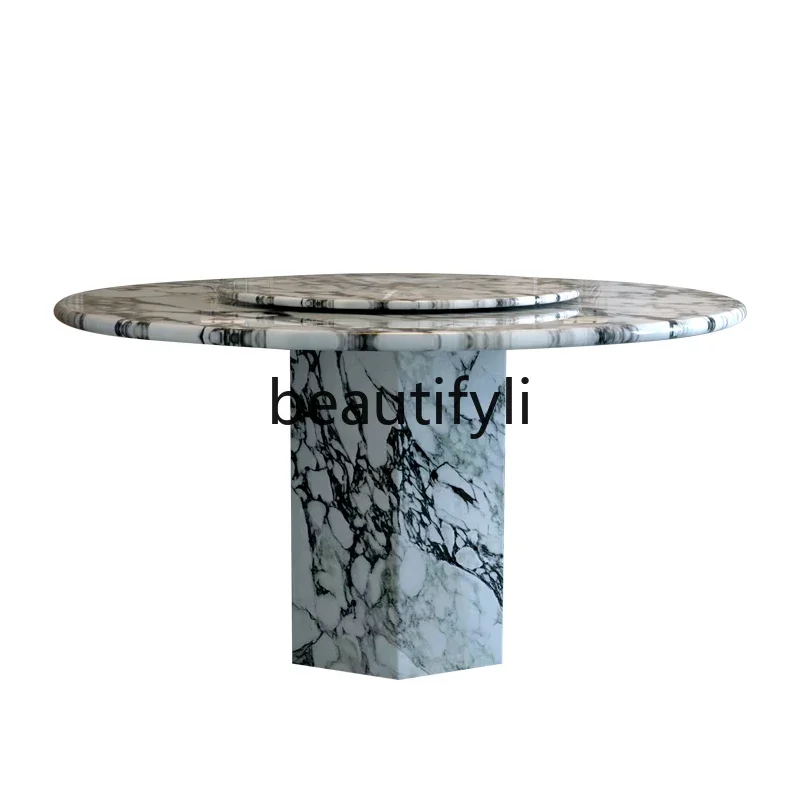 Round marble dining table with turntable French retro light luxury modern simple table
Round marble dining table with turntable French retro light luxury modern simple table