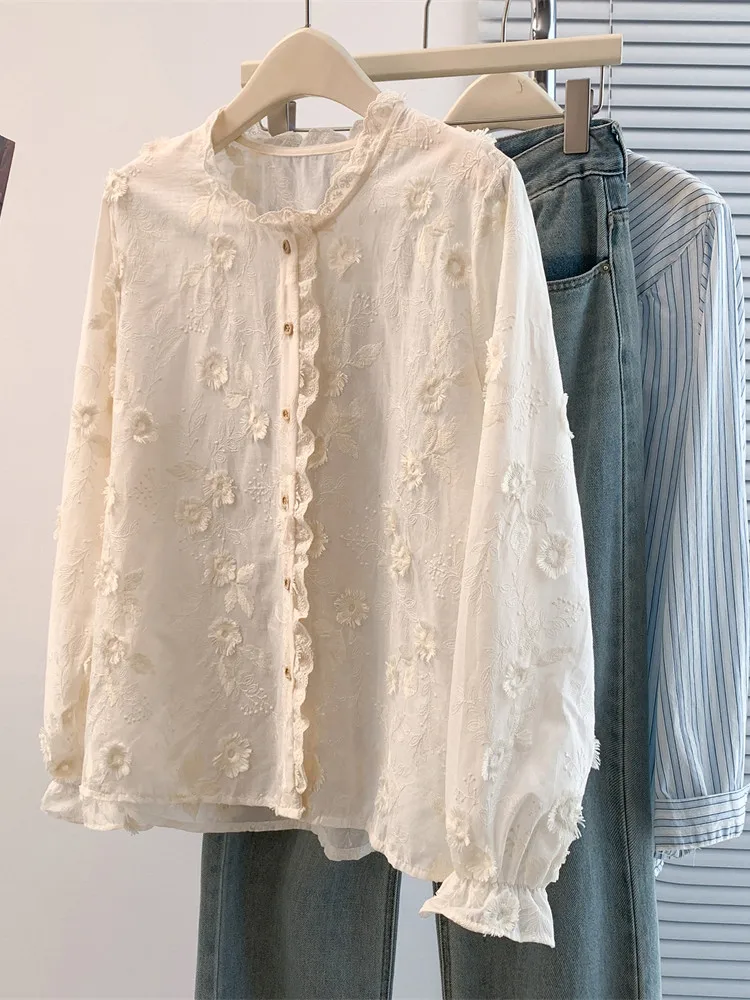Loose Long Sleeve Embroidered Shirt Spring Casual Style French Style Straight Cut Big Size Top with Lace Collar And Slimming ...
Loose Long Sleeve Embroidered Shirt Spring Casual Style French Style Straight Cut Big Size Top with Lace Collar And Slimming ...
