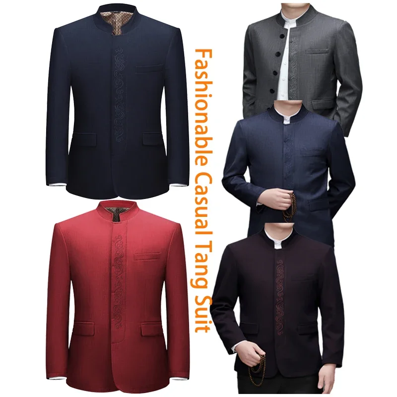 2025 New Style High Quality Fashion Casual Tang Suit for Men,Navy Hidden Button Embroidered Mens Blazer,Chinese Style Dress Coat
2025 New Style High Quality Fashion Casual Tang Suit for Men,Navy Hidden Button Embroidered Mens Blazer,Chinese Style Dress Coat