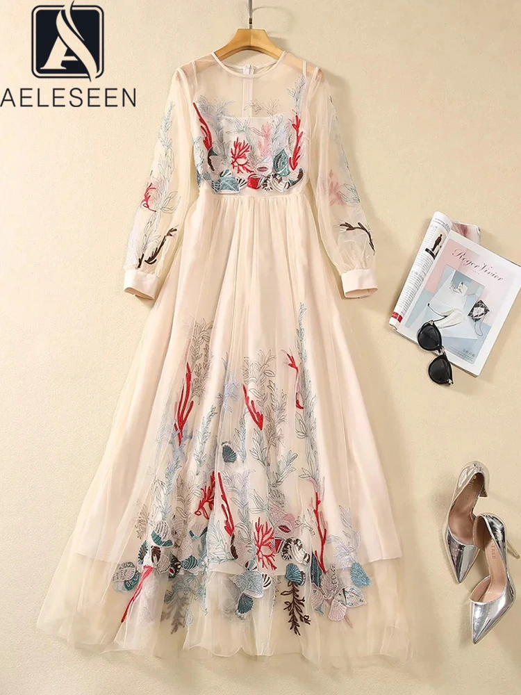 AELESEEN Women High Quality Long Dress Runway Fashion Spring Autumn Lantern Sleeve Luxury Flower Embroidery Mesh Elegant Party
AELESEEN Women High Quality Long Dress Runway Fashion Spring Autumn Lantern Sleeve Luxury Flower Embroidery Mesh Elegant Party