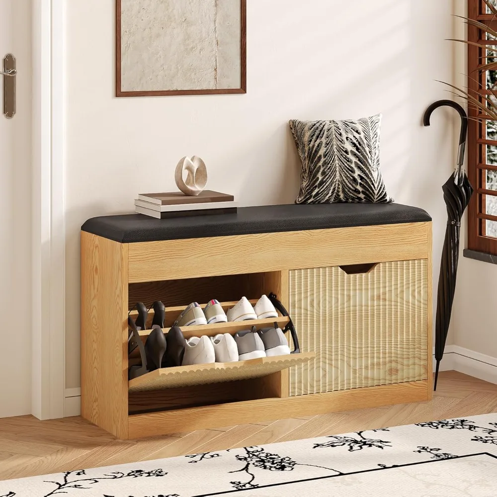 Shoe Storage Bench, 2-Tier Entryway Bench with 2 Flip, 39inches Storage Benches
Shoe Storage Bench, 2-Tier Entryway Bench with 2 Flip, 39inches Storage Benches