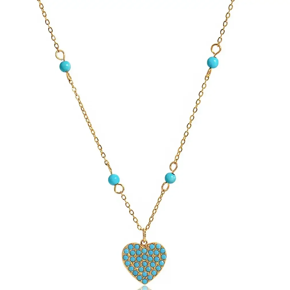 Natural Stone Blue Turquoise Heart Pendant Necklace Versatile Stainless Steel Waterproof Fashion Jewelry Autumn Style
Natural Stone Blue Turquoise Heart Pendant Necklace Versatile Stainless Steel Waterproof Fashion Jewelry Autumn Style