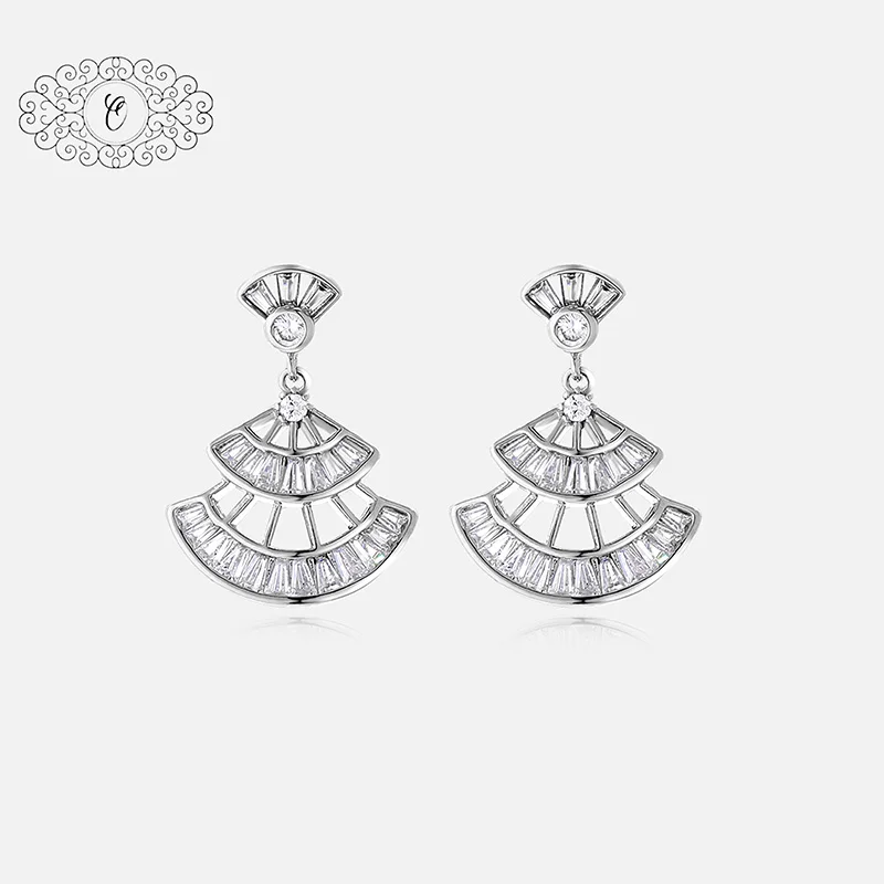 Exquisite Double Fan Earrings, Silver-Tone Layered Design with Dazzling Zircon Accents, Miao Minority Inspired Elegant Jewelry
Exquisite Double Fan Earrings, Silver-Tone Layered Design with Dazzling Zircon Accents, Miao Minority Inspired Elegant Jewelry