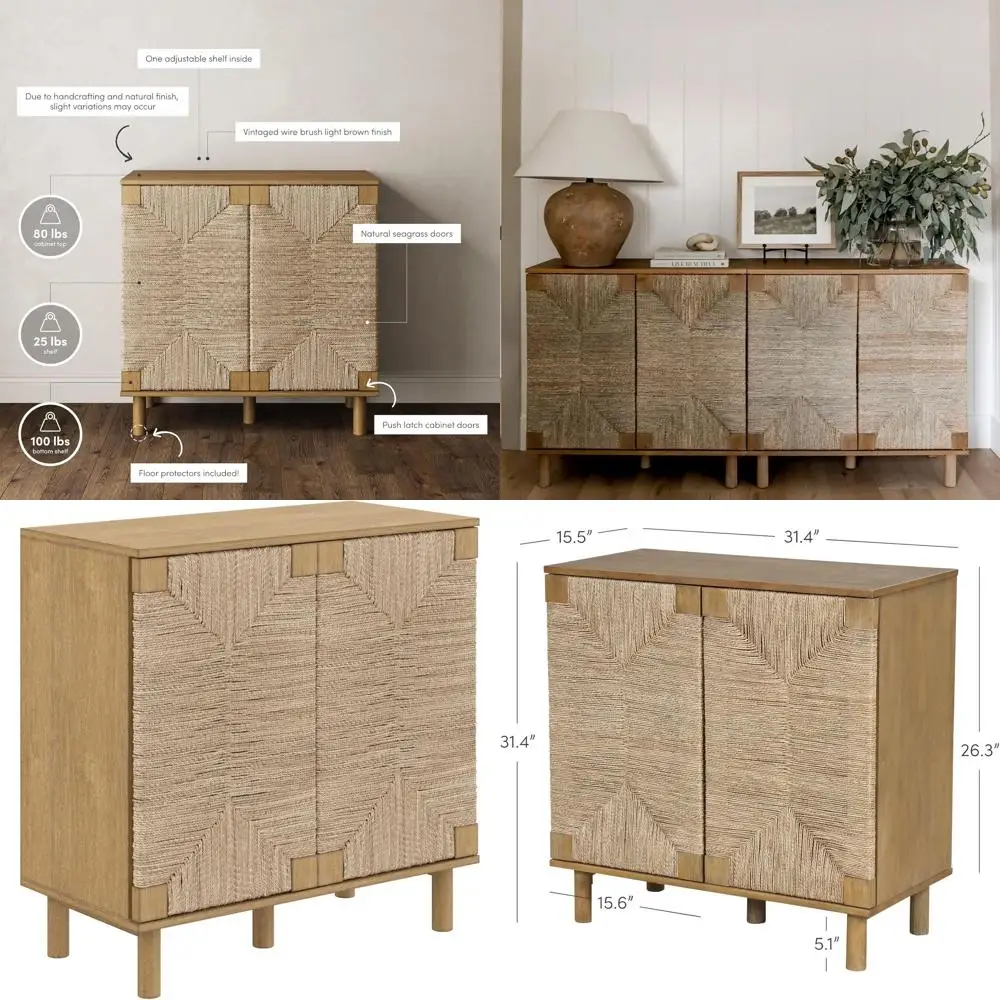 Natural Light Wood Sideboard with Adjustable Shelves, Suitable for Seagrass Door, Hallway, Entryway, Dining Room, Light Brown
Natural Light Wood Sideboard with Adjustable Shelves, Suitable for Seagrass Door, Hallway, Entryway, Dining Room, Light Brown
