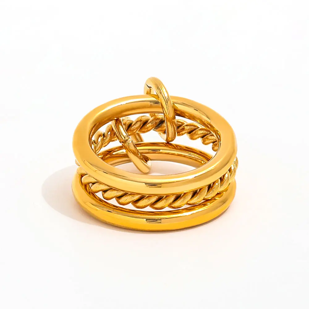 Joolim Jewelry High End PVD Wholesale Waterproof Fashion Dainty Three Circle Rope Twisted Stainless Steel Finger Ring for Women
Joolim Jewelry High End PVD Wholesale Waterproof Fashion Dainty Three Circle Rope Twisted Stainless Steel Finger Ring for Women