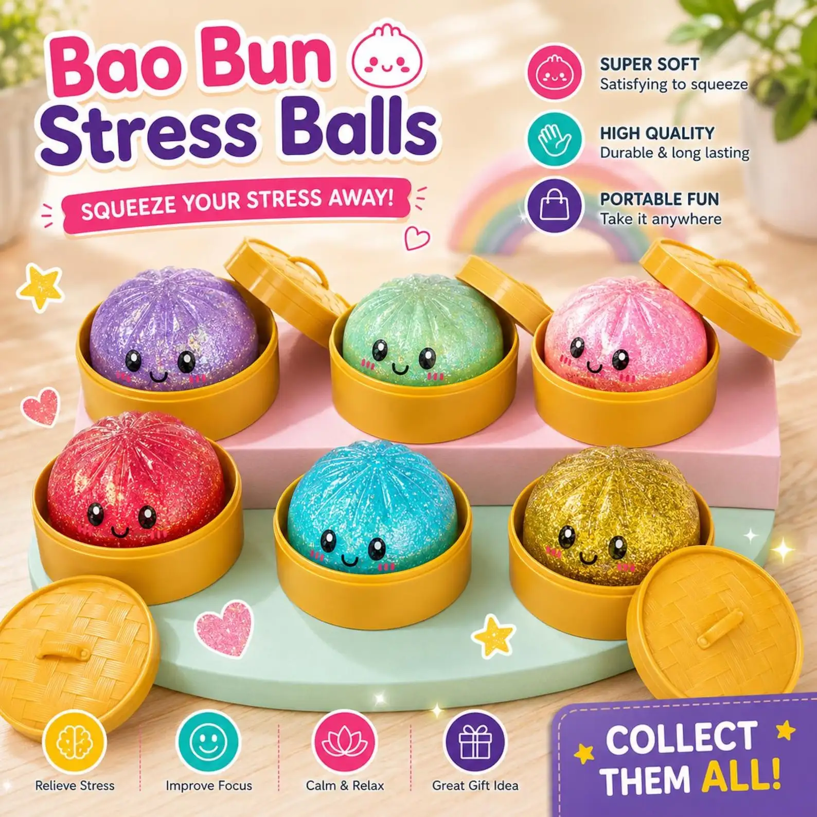 Kawaii Dumpling Stress Ball Set | Random Squishy Toy Box | Cute Stress Relief Gift | Soft Squeeze Fidget Toy | Anxiety Relief Sensory Toy
Kawaii Dumpling Stress Ball Set | Random Squishy Toy Box | Cute Stress Relief Gift | Soft Squeeze Fidget Toy | Anxiety Relief Sensory Toy