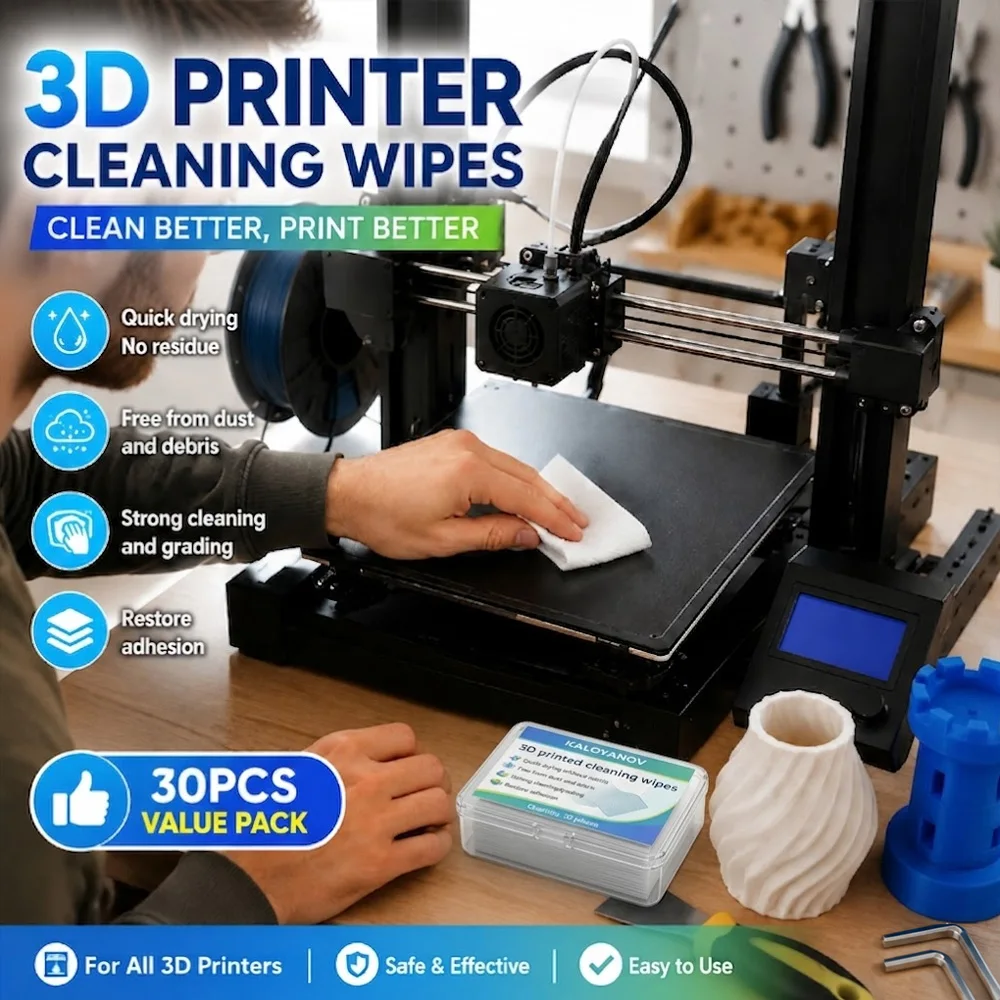 30 Pcs 3D Printed Cleaning Wipes Bed Degreaser for FDM Printer Glass PEI Spring Steel Plate Remove Oil Dust Restore Adhesion
30 Pcs 3D Printed Cleaning Wipes Bed Degreaser for FDM Printer Glass PEI Spring Steel Plate Remove Oil Dust Restore Adhesion