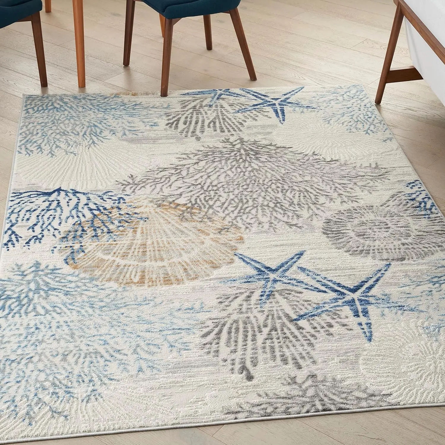 Pompe Nature Ivory Grey Blue 6' X 9' Area Rug, Easy Cleaning, Non Shedding, Bed Room, Living Room, Dining Room, Kitchen
Pompe Nature Ivory Grey Blue 6' X 9' Area Rug, Easy Cleaning, Non Shedding, Bed Room, Living Room, Dining Room, Kitchen