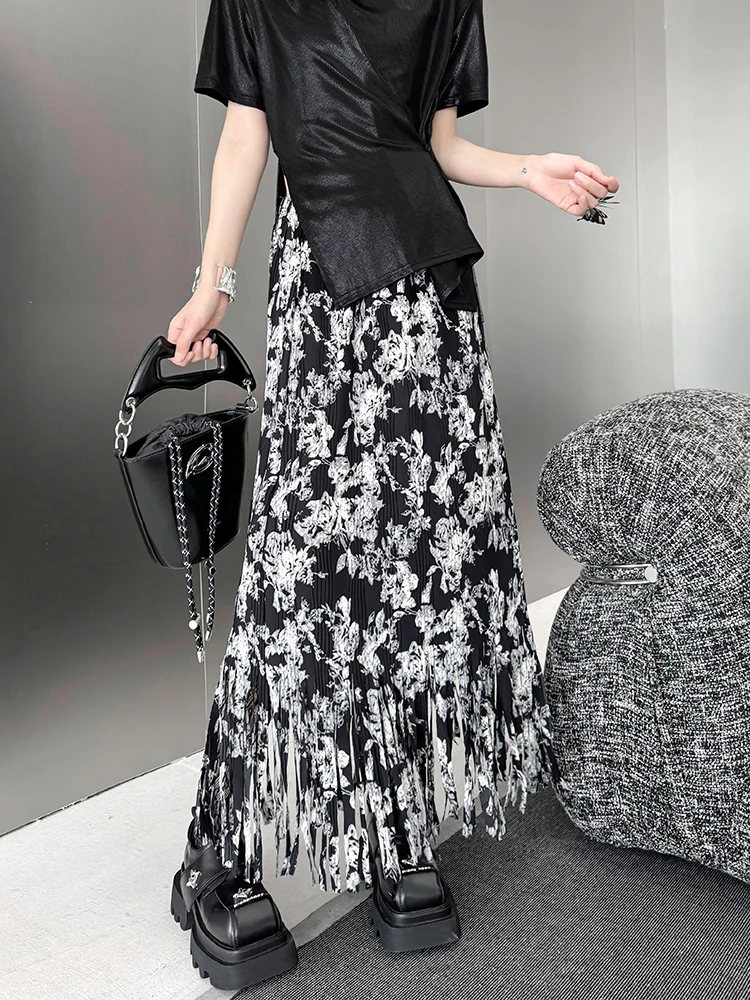 Retro Style Tassel Trim Midi Skirt Pleated Floral Print Unique Design Sensation Half-length Skirts for Women Summer New Fashion
Retro Style Tassel Trim Midi Skirt Pleated Floral Print Unique Design Sensation Half-length Skirts for Women Summer New Fashion