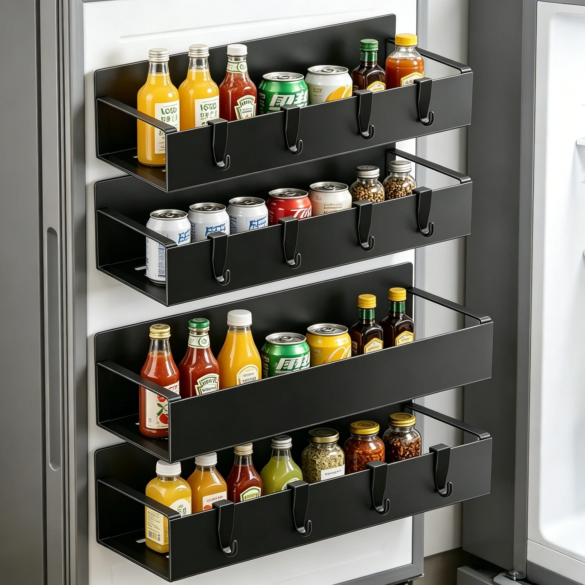 Magnetic Spice Rack for Refrigerator, Magnetic Shelf, Moveable Fridge Organizer with Hook Rack, Seasoning Organizer for Kitchen
Magnetic Spice Rack for Refrigerator, Magnetic Shelf, Moveable Fridge Organizer with Hook Rack, Seasoning Organizer for Kitchen