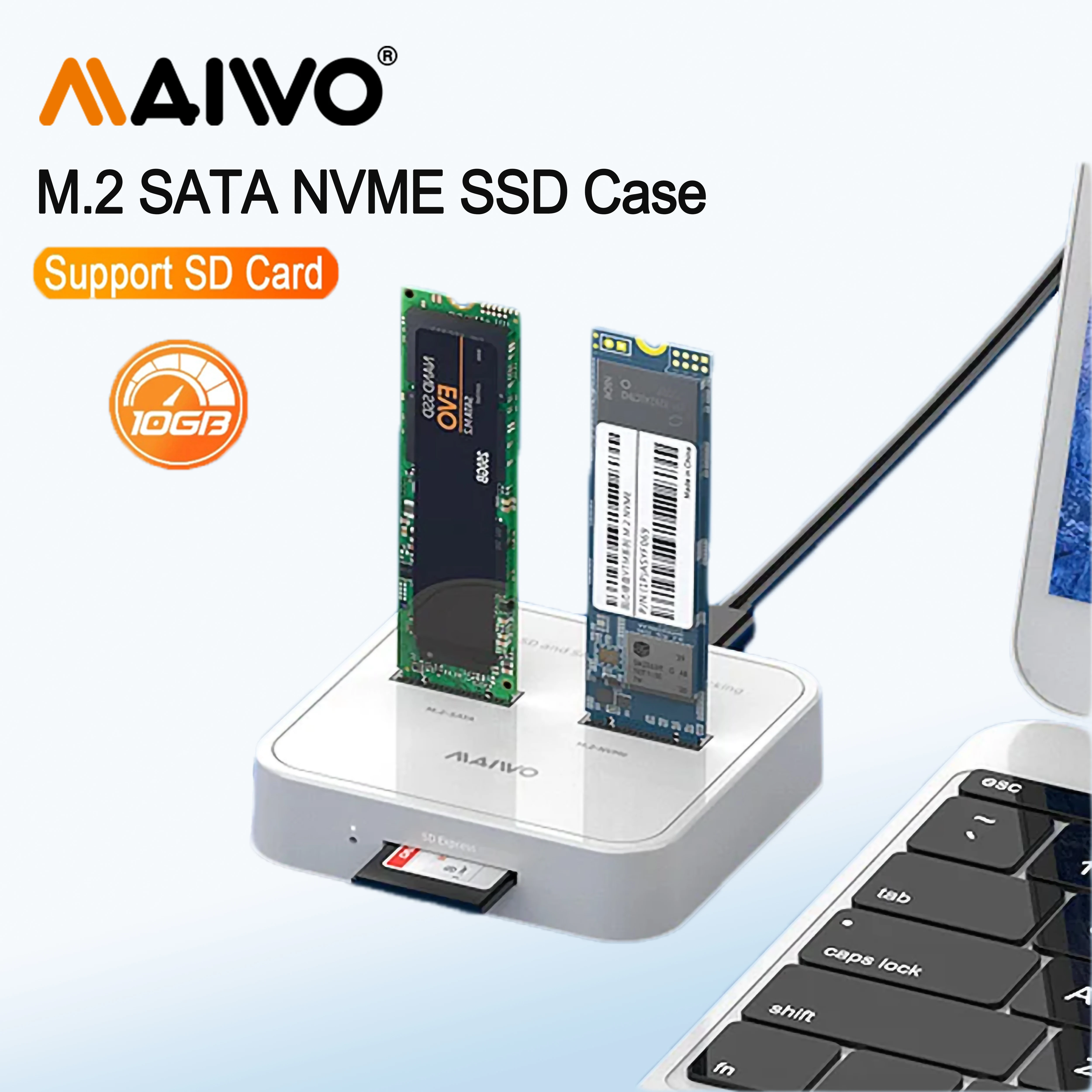 MAIWO Dual Bay SD M.2 NVMe SATA SSD Docking Station 10Gbps M2 SSD Reader Adapter Enclosure Compatible Express/M.2 NVMe SATA SSD
MAIWO Dual Bay SD M.2 NVMe SATA SSD Docking Station 10Gbps M2 SSD Reader Adapter Enclosure Compatible Express/M.2 NVMe SATA SSD