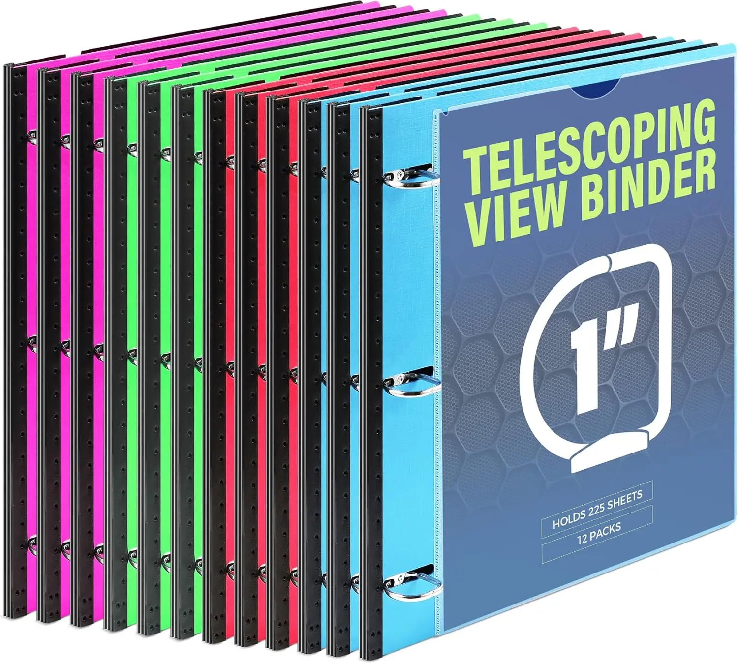Telescoping 3 Ring Binder 1 Inch 12-Pack, Expandable Flexible Binder - Patented Design for Easy Portability, Holds 225 Sheets, 4 Bright Colors
Telescoping 3 Ring Binder 1 Inch 12-Pack, Expandable Flexible Binder - Patented Design for Easy Portability, Holds 225 Sheets, 4 Bright Colors