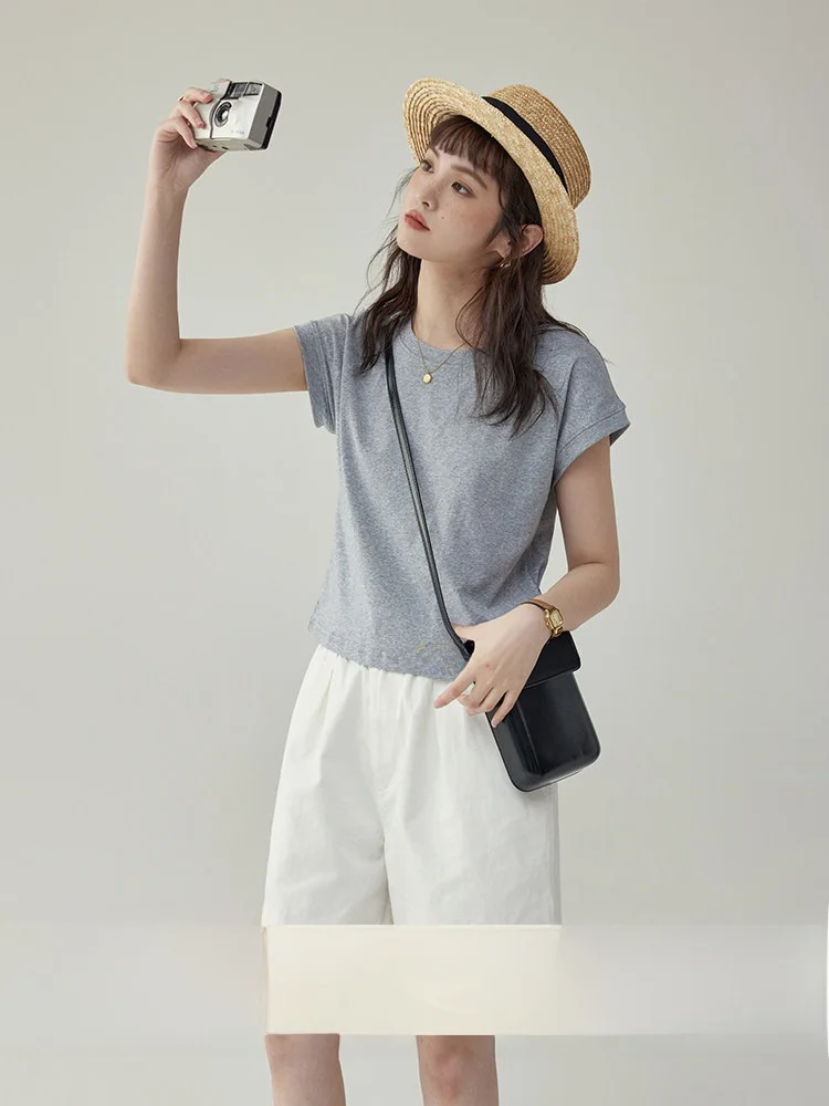 Basic Pure Color round Neck Short Sleeve T-Shirt Women's Slim Fit Summer Casual Versatile Color Top by AMUU Northern Is...
Basic Pure Color round Neck Short Sleeve T-Shirt Women's Slim Fit Summer Casual Versatile Color Top by AMUU Northern Is...
