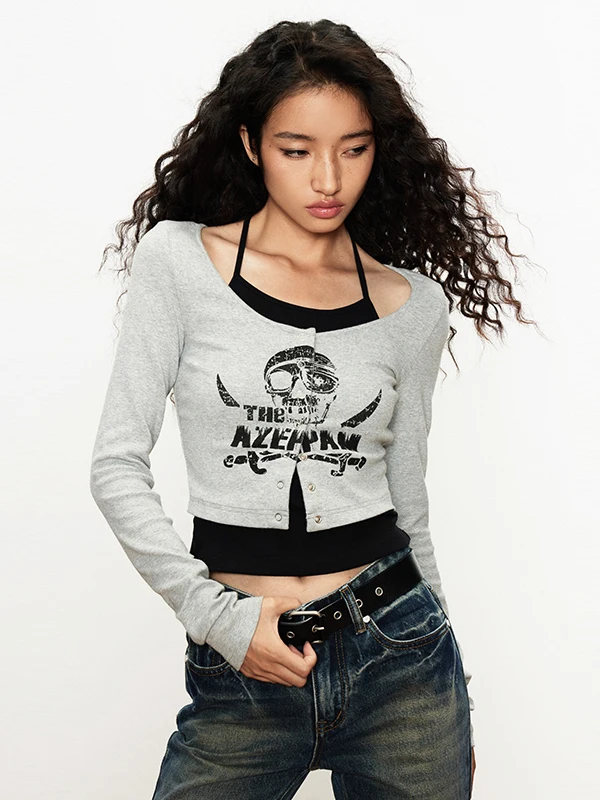 Azepam Original Design ort Sve Printed Ne Hanging Strap Cardigan Slim Fit True Two-Piece Letter Print Top Women's Faion
Azepam Original Design ort Sve Printed Ne Hanging Strap Cardigan Slim Fit True Two-Piece Letter Print Top Women's Faion