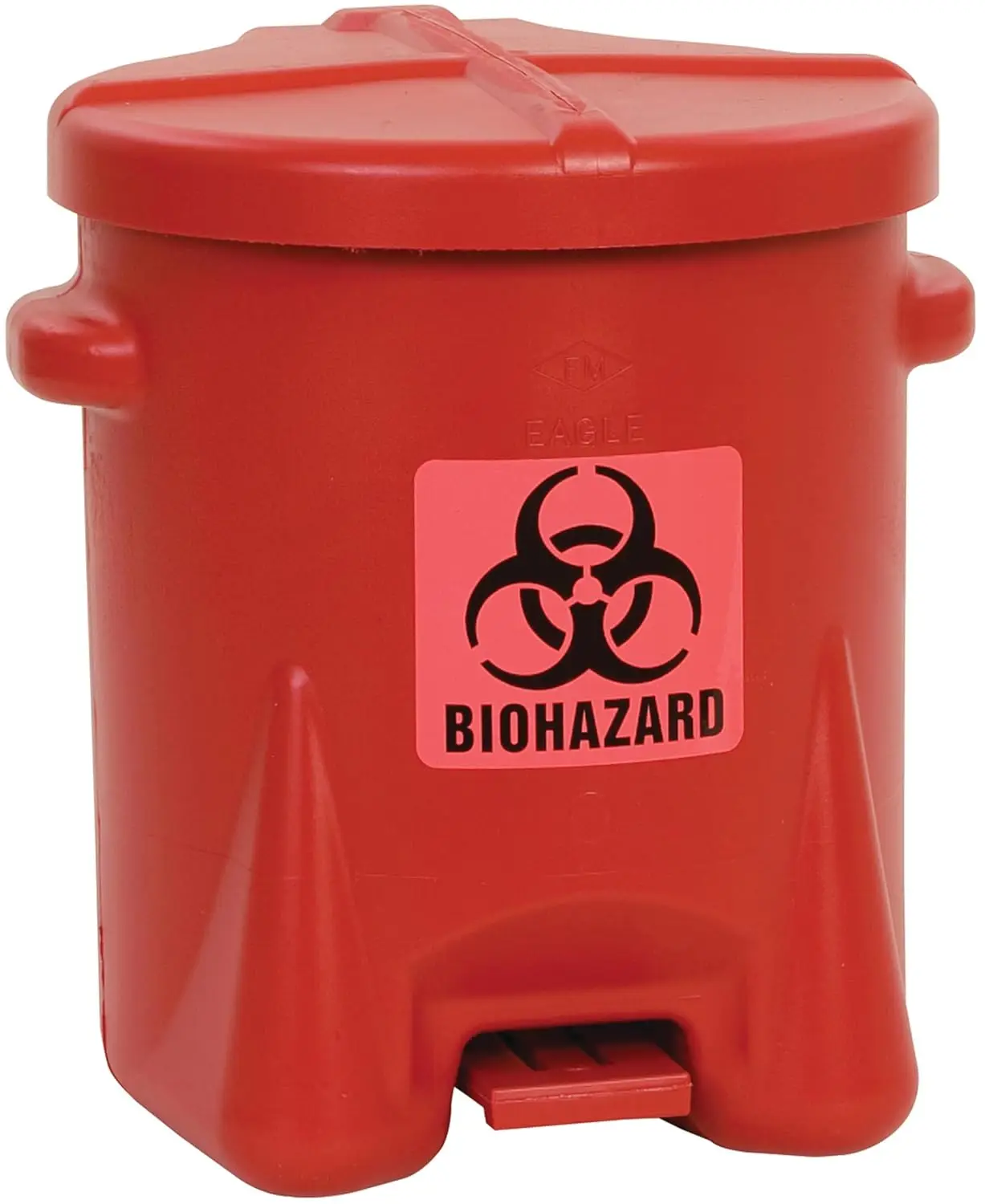 Eagle 6 Gallon Biohazard Trash Can with Foot-Operated Self-Closing Lid, 16.5" x 13.5" x 16", Made in the USA from High-Density P
Eagle 6 Gallon Biohazard Trash Can with Foot-Operated Self-Closing Lid, 16.5" x 13.5" x 16", Made in the USA from High-Density P