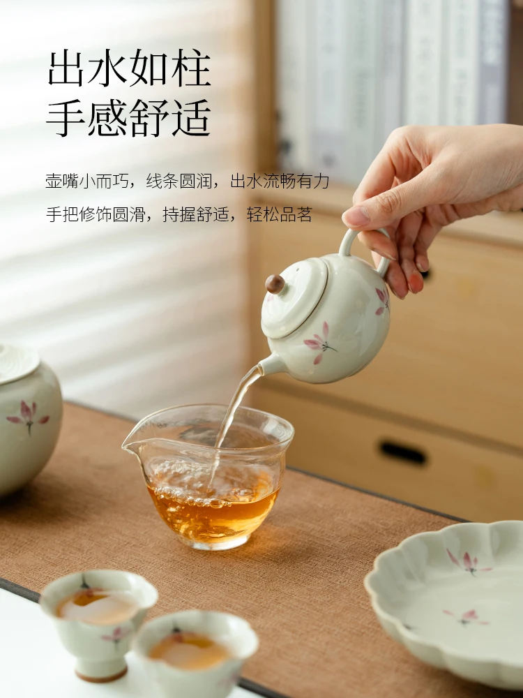 Grass and Wood Gray Ceramic Teapot Hand Painted Pink Orchid Tea Making Device Household Minimalist for Niche One Person Little
Grass and Wood Gray Ceramic Teapot Hand Painted Pink Orchid Tea Making Device Household Minimalist for Niche One Person Little