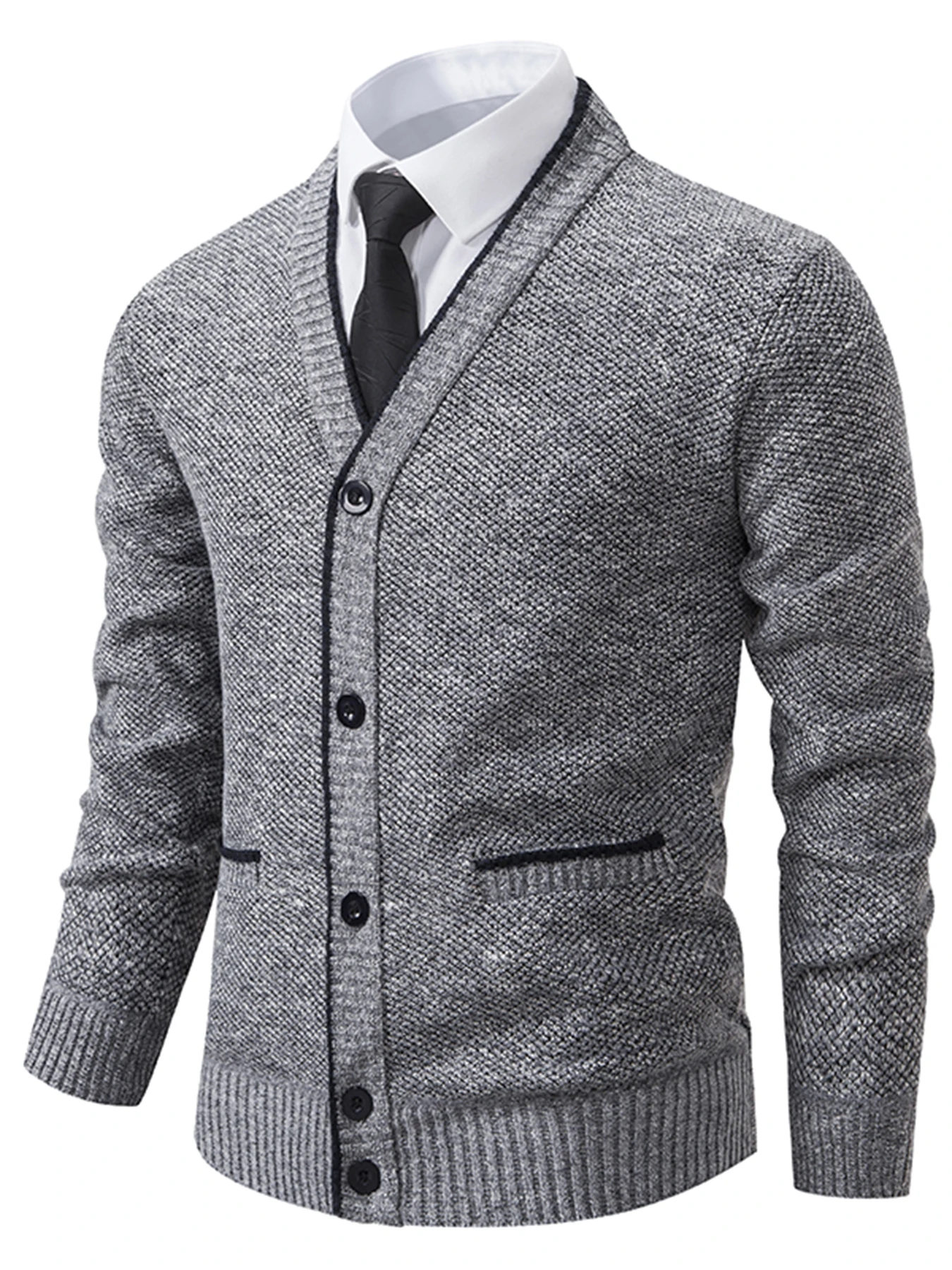 Men's Fleece Lined V-Neck Long Sleeve Cardigan, Thermal Warm Business Casual Knit Sweater Jacket, Autumn Winter, Single Piece
Men's Fleece Lined V-Neck Long Sleeve Cardigan, Thermal Warm Business Casual Knit Sweater Jacket, Autumn Winter, Single Piece