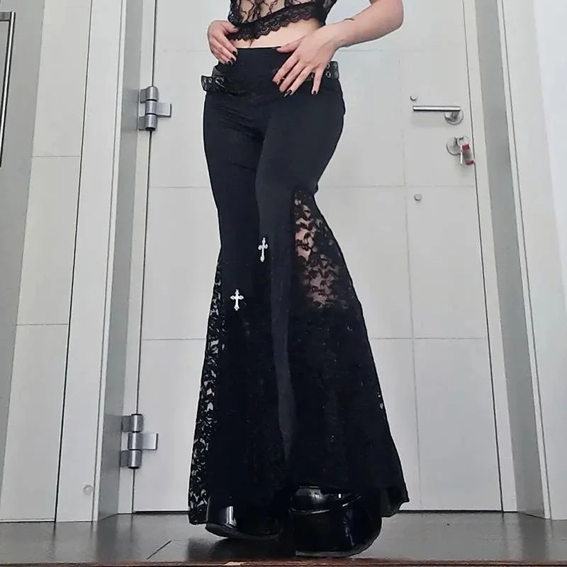 High Waist Lace Splice Hollow out Bootcut Pants Sexy Butt Lifting Gothic k Sle Casual Pants for Women Middle Age
High Waist Lace Splice Hollow out Bootcut Pants Sexy Butt Lifting Gothic k Sle Casual Pants for Women Middle Age