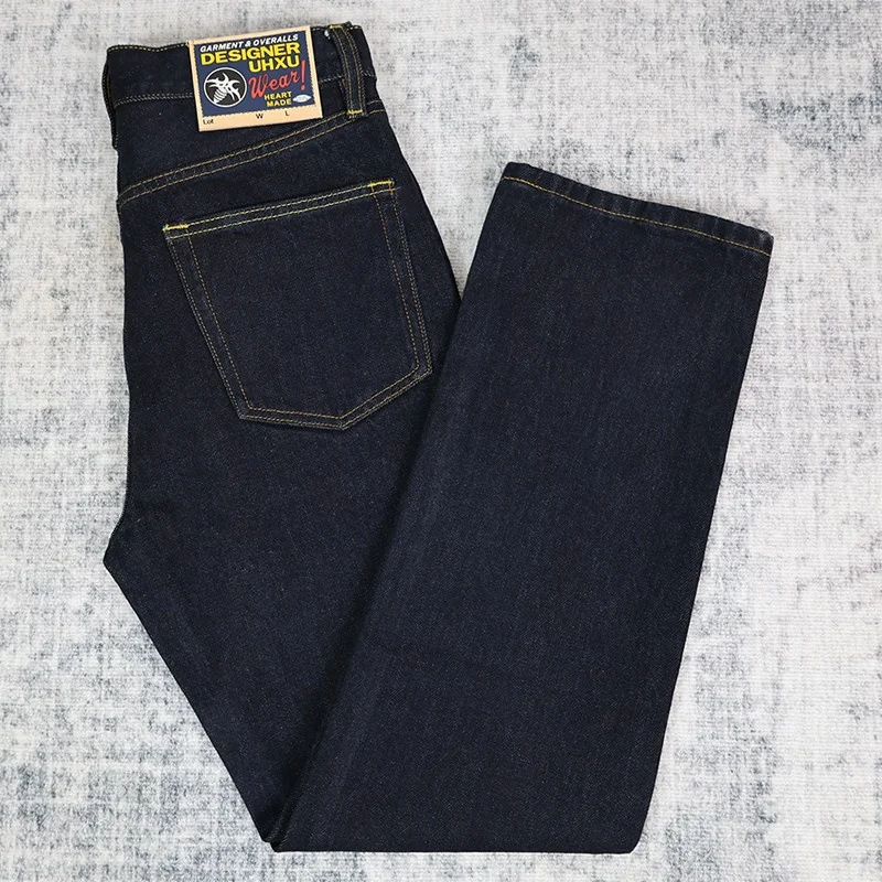 European High-End Simple Design Pure 100% Cotton Dark Blue Washed Denim Jeans for Men Autumn/Winter Thick Loose Straight Pants
European High-End Simple Design Pure 100% Cotton Dark Blue Washed Denim Jeans for Men Autumn/Winter Thick Loose Straight Pants