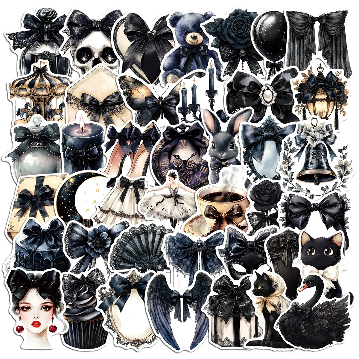 50Pcs Dark Gothic Bowknot Cartoon Stickers Aesthetic Decoration Decals DIY Phone Stationery Guitar Waterproof Sticker
50Pcs Dark Gothic Bowknot Cartoon Stickers Aesthetic Decoration Decals DIY Phone Stationery Guitar Waterproof Sticker