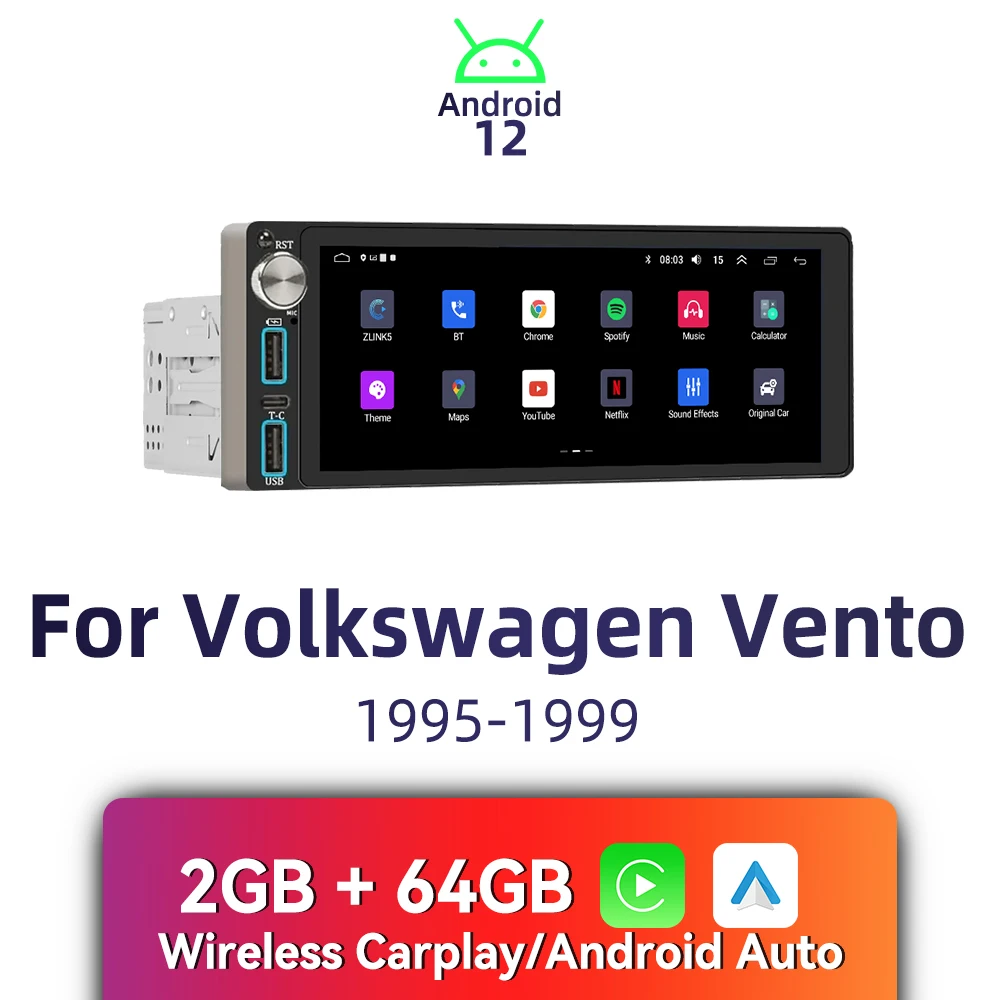 6.86" Screen 1 Din Android Car Multimedia Radio CarPlay GPS WiFi for VW Volkswagen Vento 1995-1999 Stereo Head Unit
6.86" Screen 1 Din Android Car Multimedia Radio CarPlay GPS WiFi for VW Volkswagen Vento 1995-1999 Stereo Head Unit