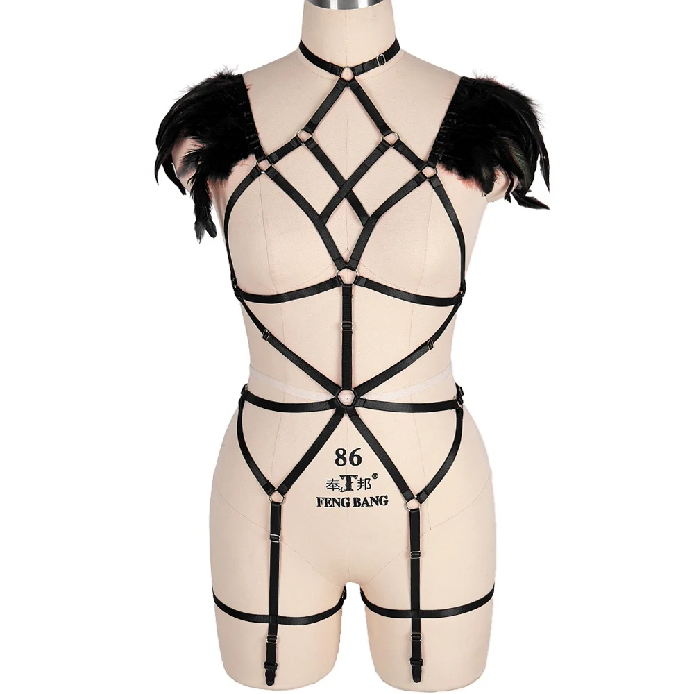 Feather Bondage Full Body Harness For Women Belt Sexy Lingerie Rave Costume Garters Erotic Stockings Punk Goth Festival
Feather Bondage Full Body Harness For Women Belt Sexy Lingerie Rave Costume Garters Erotic Stockings Punk Goth Festival