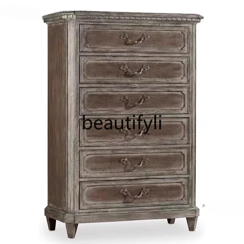 French nostalgic solid wood carved bedroom dresser, nine chest of drawers, model room decorative cabinet
French nostalgic solid wood carved bedroom dresser, nine chest of drawers, model room decorative cabinet