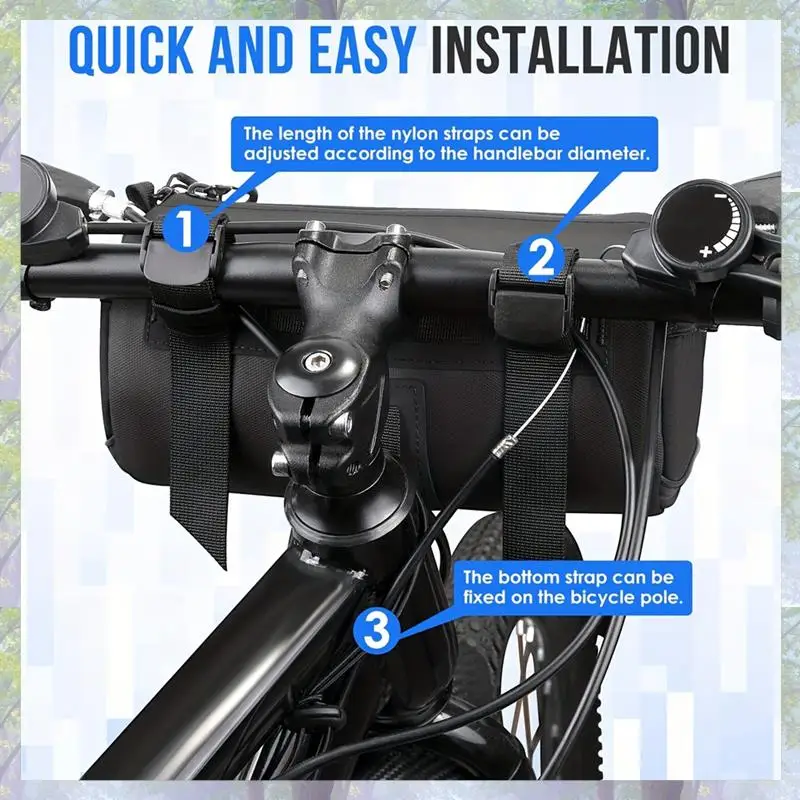 Bike Handlebar Bag Waterproof Bicycle Handlebar Roll Bag With Large Reflective Area, Pouch Bag For Mountain Bike Bicycle
Bike Handlebar Bag Waterproof Bicycle Handlebar Roll Bag With Large Reflective Area, Pouch Bag For Mountain Bike Bicycle