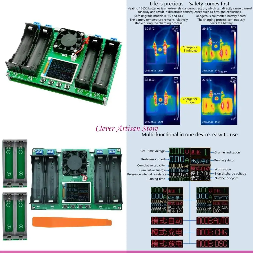 E06B Профессиональные анализаторы лития 18650, 4 канала 18650 21700, тип C, 4 канала, тестер емкости аккумулятора, ЖК-дисплей
E06B Профессиональные анализаторы лития 18650, 4 канала 18650 21700, тип C, 4 канала, тестер емкости аккумулятора, ЖК-дисплей