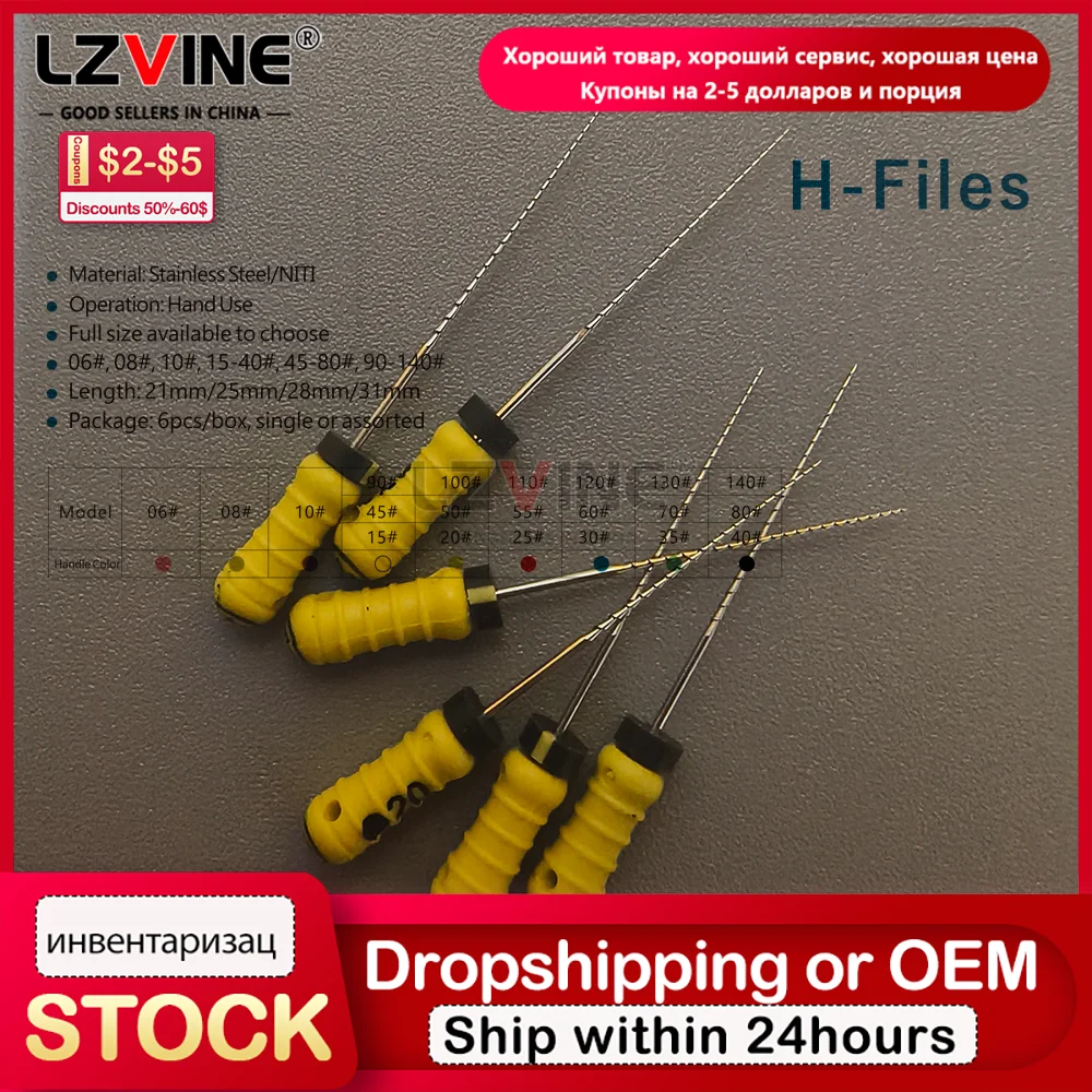 Dental H Files 25mm 6#/8#/10#/15# 6Pcs/Pack Dental Stainless Steel K Files Hand Use Endodontic Root Canal Shaping Finishing Tool
Dental H Files 25mm 6#/8#/10#/15# 6Pcs/Pack Dental Stainless Steel K Files Hand Use Endodontic Root Canal Shaping Finishing Tool