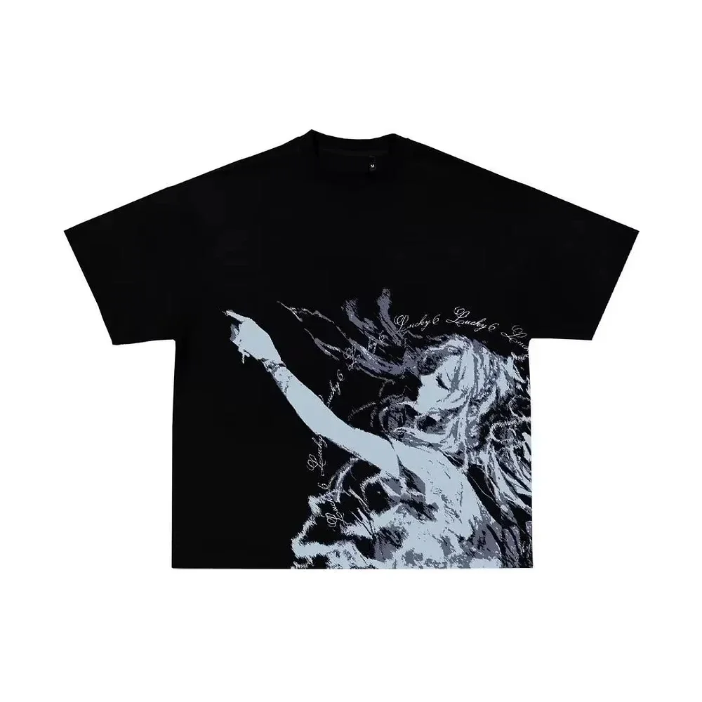 Летняя повседневная свободная футболка из стираного хлопка с круглым вырезом и готическим эстетическим модным принтом Y2K для уличной моды унисекс с коротким рукавом
Летняя повседневная свободная футболка из стираного хлопка с круглым вырезом и готическим эстетическим модным принтом Y2K для уличной моды унисекс с коротким рукавом