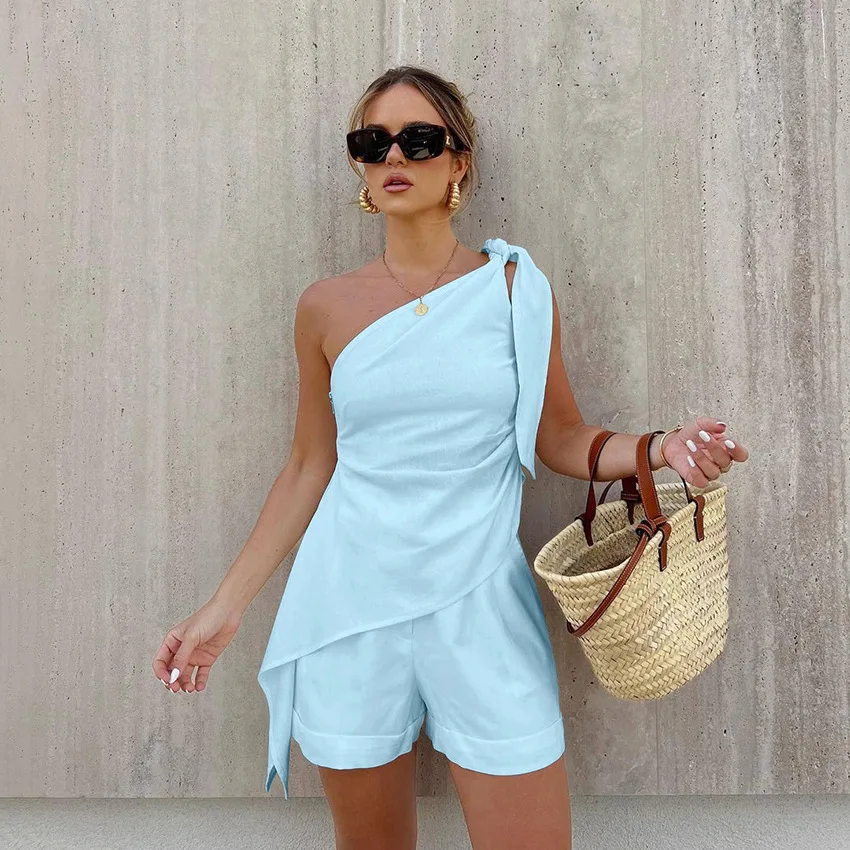 Women Clothes Fashion Temperament Set 2024 Summer Design Sense Solid Color Cotton Linen Sexy Top High Waist Shorts Two Piece Set
Women Clothes Fashion Temperament Set 2024 Summer Design Sense Solid Color Cotton Linen Sexy Top High Waist Shorts Two Piece Set