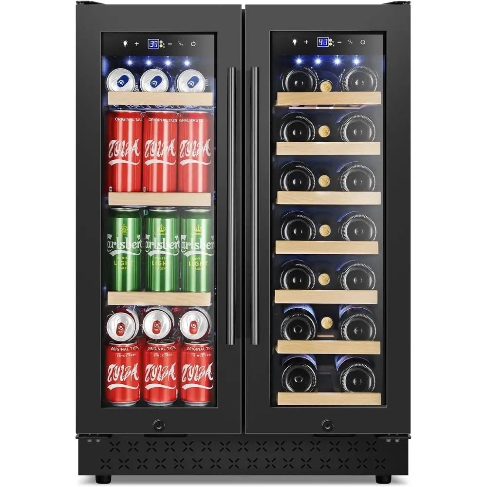 24 Dual Zone Under-Counter Wine & Beverage Cooler with French Door, Holds 20 Bottles and 88 Cans, Black
24 Dual Zone Under-Counter Wine & Beverage Cooler with French Door, Holds 20 Bottles and 88 Cans, Black