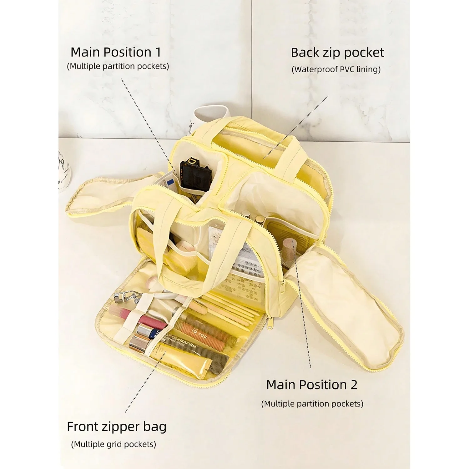 1 Large Capacity Double Wide Open Solid Color Toiletry Bag, Women's Portable Vacation Beauty Bag, Multi Pocket And Multi Slot Mu
1 Large Capacity Double Wide Open Solid Color Toiletry Bag, Women's Portable Vacation Beauty Bag, Multi Pocket And Multi Slot Mu