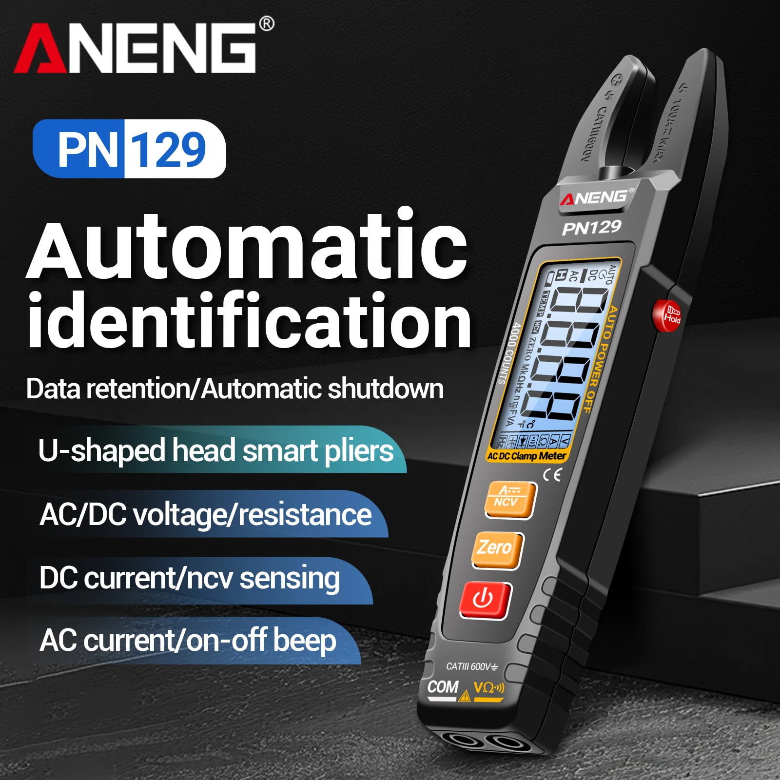 Multi functional clamp multimeter PN129 for measuring AC/DC current/voltage/resistance NCV for household and industrial use
Multi functional clamp multimeter PN129 for measuring AC/DC current/voltage/resistance NCV for household and industrial use