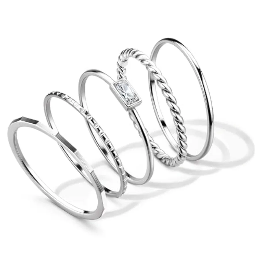 Stackable Rings for Women Non Tarnish - 14K Plated Waterproof Thin Band Ring Set - 1mm Minimalist Stainless Steel Stacking Dain
Stackable Rings for Women Non Tarnish - 14K Plated Waterproof Thin Band Ring Set - 1mm Minimalist Stainless Steel Stacking Dain