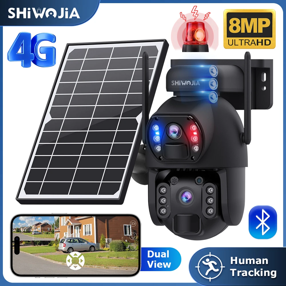 SHIWOJIA 4K 8MP Solar Camera 4G SIM/WIFI Outdoor Dual Screen Motion Detection Human Auto Tracking Color Night Vision 12000mAh
SHIWOJIA 4K 8MP Solar Camera 4G SIM/WIFI Outdoor Dual Screen Motion Detection Human Auto Tracking Color Night Vision 12000mAh