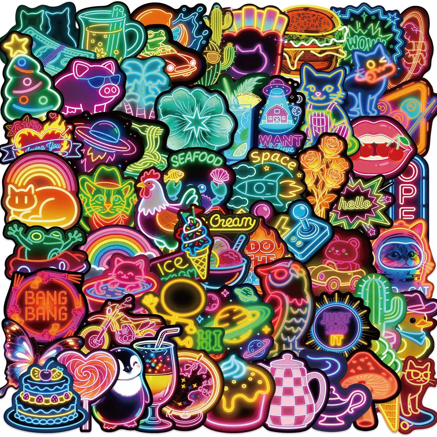 60PCS Cartoon Neon Small Graffiti Stickers Decorate Guitar Notebook Luggage DIY Waterproof Sticker
60PCS Cartoon Neon Small Graffiti Stickers Decorate Guitar Notebook Luggage DIY Waterproof Sticker
