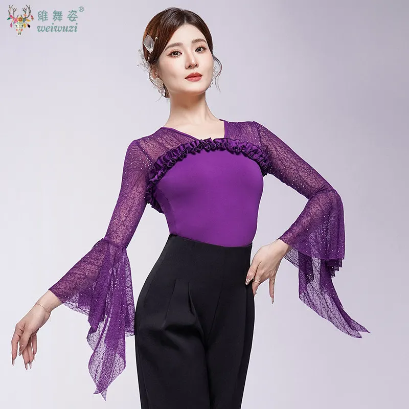 Latin Dance Practice Clothes Waltz Long Sleeves Comfortable Modern Dance Top Women's Shiny Tango Chacha Ballroom Dance Clothing
Latin Dance Practice Clothes Waltz Long Sleeves Comfortable Modern Dance Top Women's Shiny Tango Chacha Ballroom Dance Clothing
