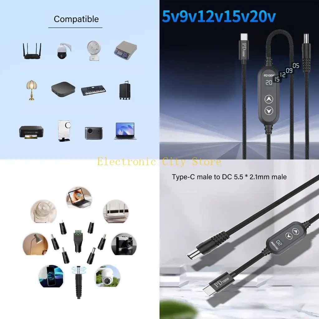 Несколько питания USB Тип C до DC5.5 100 Вт быстрая передача данных Тренировочная линия с 5 В-20 В. Выбор 38 Адаптеров HU8D
Несколько питания USB Тип C до DC5.5 100 Вт быстрая передача данных Тренировочная линия с 5 В-20 В. Выбор 38 Адаптеров HU8D