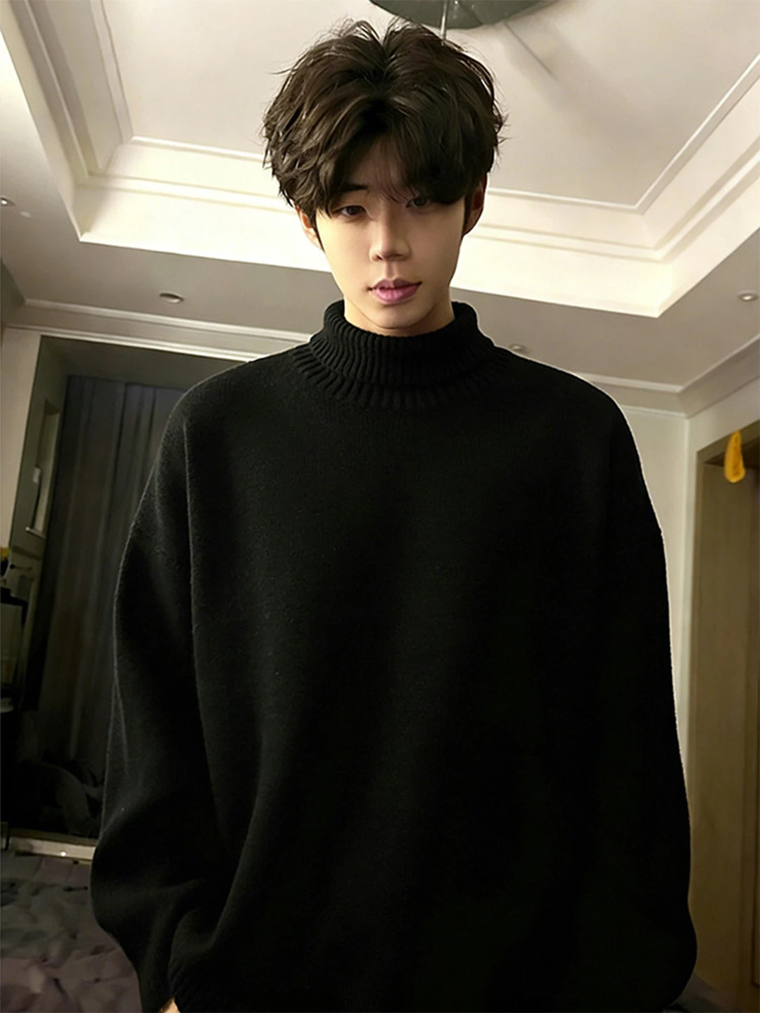 Мужской теплый трикотажный свитер с высоким воротником на флисовой подкладке, повседневная верхняя одежда, зимний плотный топ, черный, удобный, свободного кроя
Мужской теплый трикотажный свитер с высоким воротником на флисовой подкладке, повседневная верхняя одежда, зимний плотный топ, черный, удобный, свободного кроя