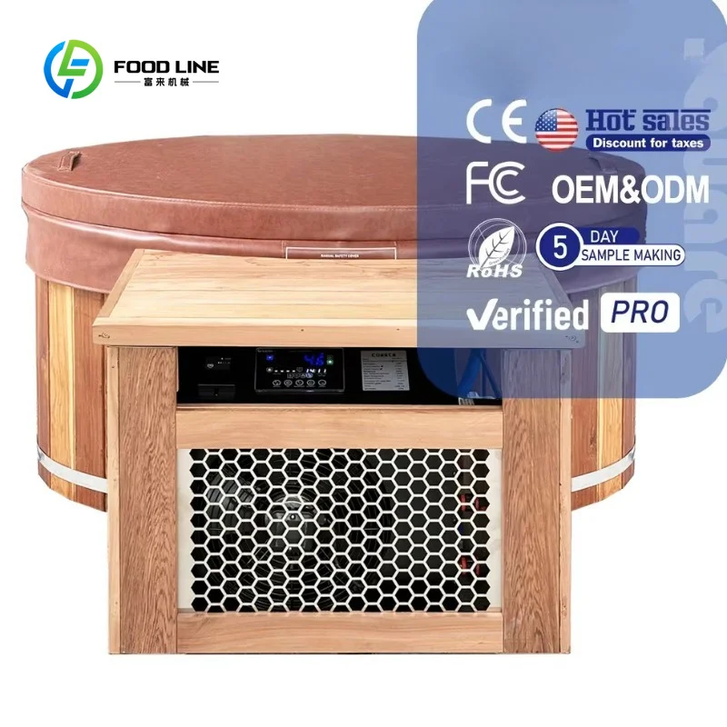 Customized High Quality Portable Wood Cold Plunge Spa New Sport Recovery Ice Bath Tub with Chiller Accessory Outdoor Shower
Customized High Quality Portable Wood Cold Plunge Spa New Sport Recovery Ice Bath Tub with Chiller Accessory Outdoor Shower