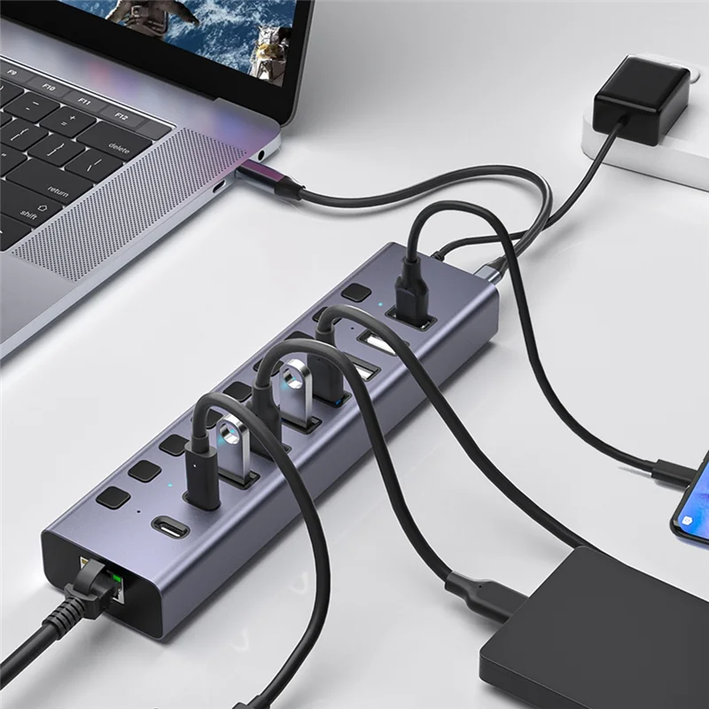 9 In1usb C Hub Aluminum Port USB 3.0 Data Hub Splitter For Phone/Laptop Individual On/Off Switches For Pc Laptop US Plug-ABIU
9 In1usb C Hub Aluminum Port USB 3.0 Data Hub Splitter For Phone/Laptop Individual On/Off Switches For Pc Laptop US Plug-ABIU