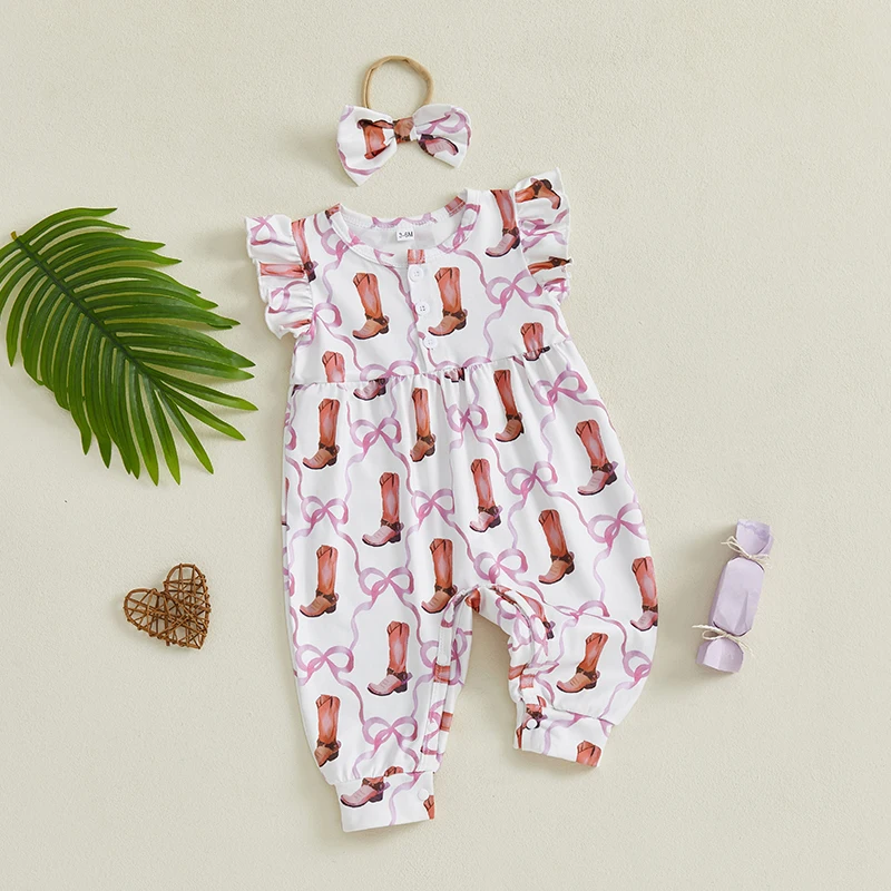 2025-02-25 Baby Girls Western Romper Short Sleeve O Neck Bow Boots Print Jumpsuit with Headband
2025-02-25 Baby Girls Western Romper Short Sleeve O Neck Bow Boots Print Jumpsuit with Headband