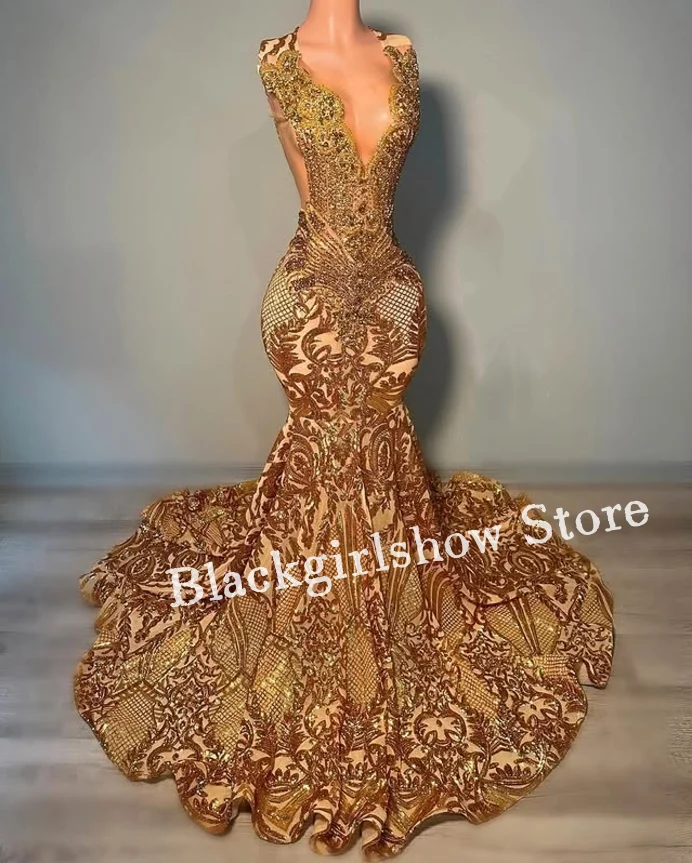 Champagne Dazzle Mermaid Long Prom Dress Gorgeous Beaded Crystal Rhinestone Black Girls Birthday Party Evening Gowns Customised
Champagne Dazzle Mermaid Long Prom Dress Gorgeous Beaded Crystal Rhinestone Black Girls Birthday Party Evening Gowns Customised