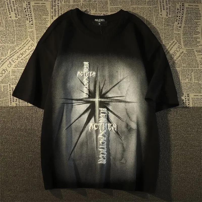 American Vintage Cross Short Sleeve T-shirt for Men and Women Oversizes Fashion Brand High Street Hip Hop Loose Half Sleeve Top
American Vintage Cross Short Sleeve T-shirt for Men and Women Oversizes Fashion Brand High Street Hip Hop Loose Half Sleeve Top