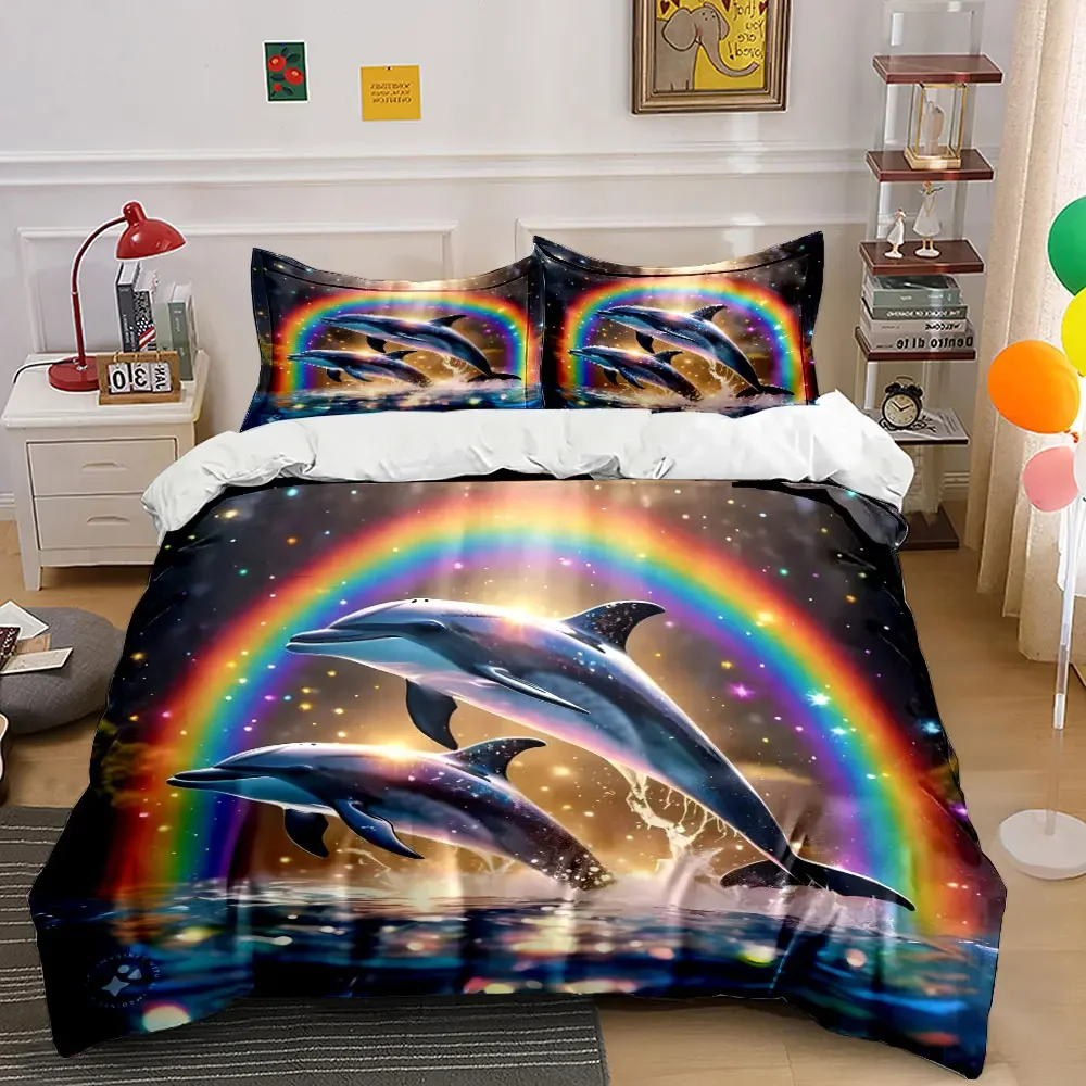 Rainbow Dolphin Three-Piece Set Decor Multiple sizes kid's and adults' bedroom Exquisite 3PC bedding set, gift
Rainbow Dolphin Three-Piece Set Decor Multiple sizes kid's and adults' bedroom Exquisite 3PC bedding set, gift